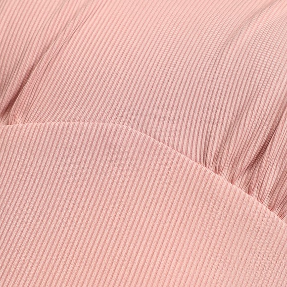 Lulu’s Ever So Sweet Blush Pink Ribbed Tie-Strap Bodycon Mini Dress - Picture 3 of 3